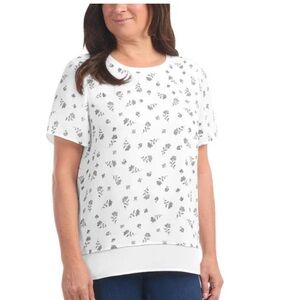 Hilary Radley Women's Double Layer Short Sleeve Blouse - White